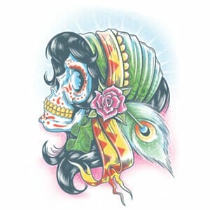 Day of the Dead - Lady Gitanos - Temporary Tattoo