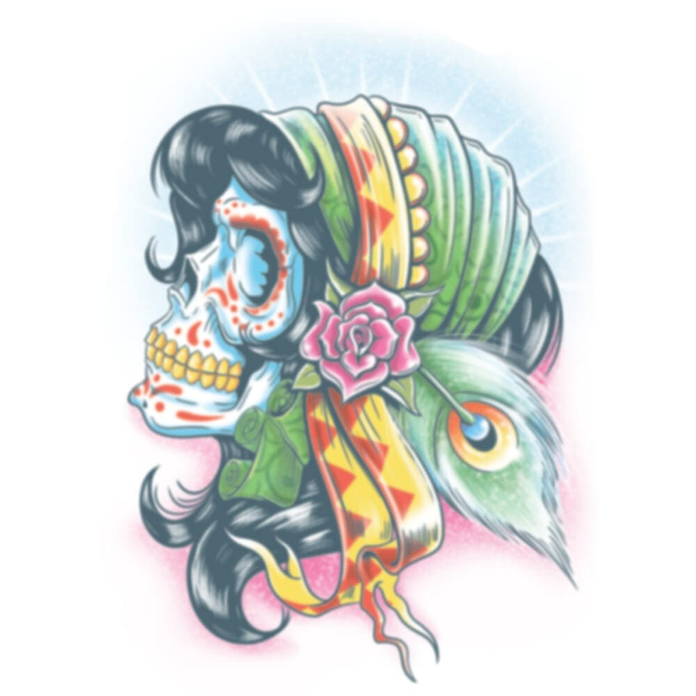 Day of the Dead - Lady Gitanos - Temporary Tattoo