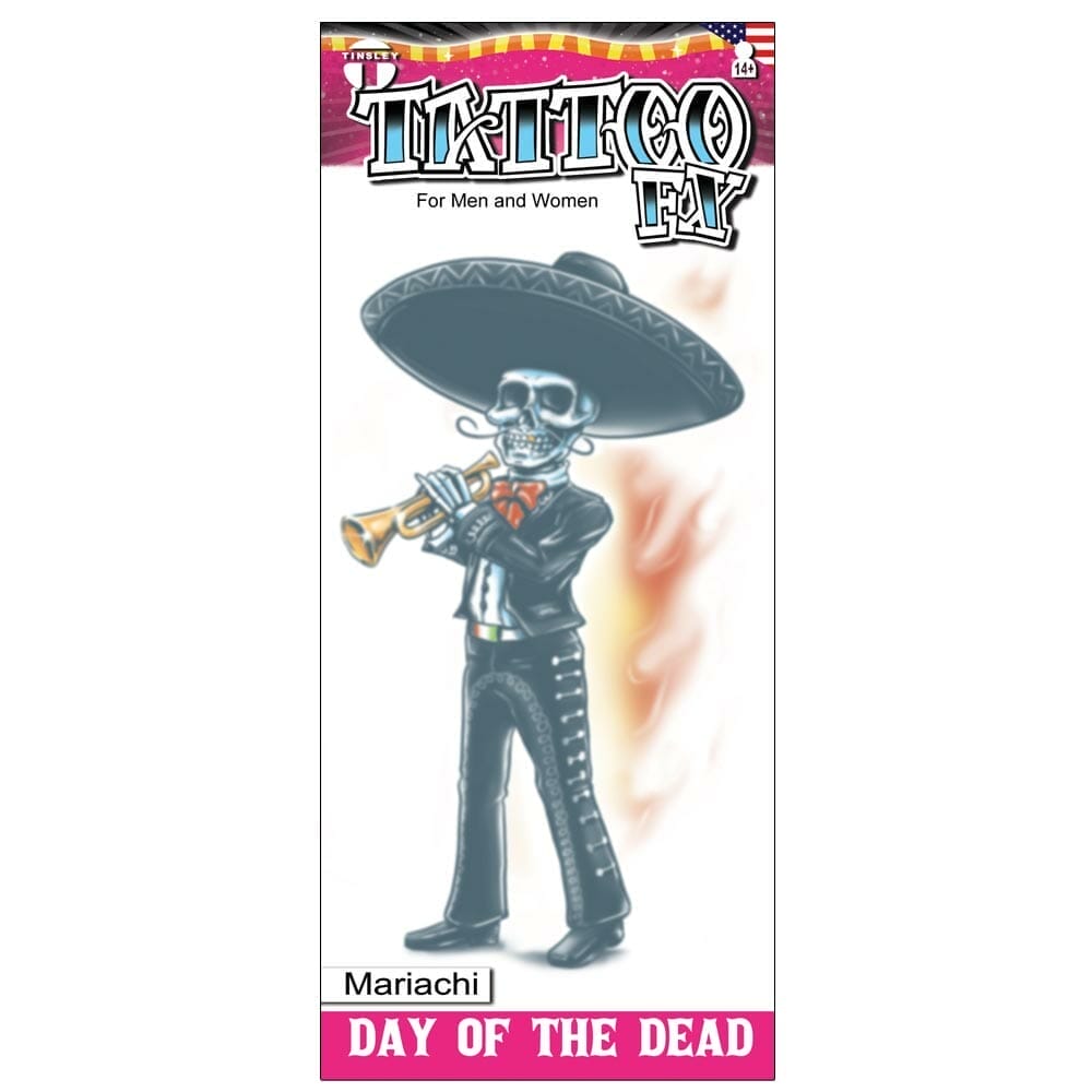 Day of the Dead - Mariachi - Temporary Tattoo, image size:1000x1000