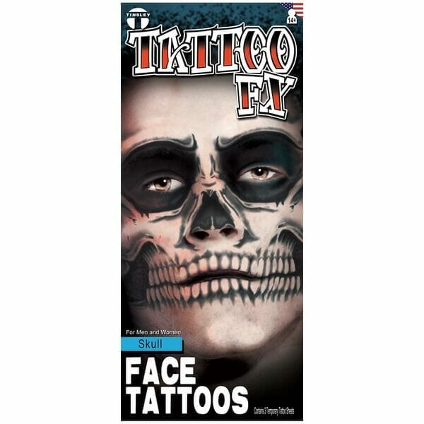 Face - Skull Face - Temporary Tattoo