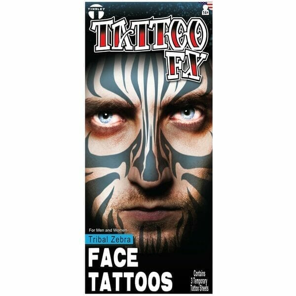 Face - Tribal Zebra - Temporary Tattoo