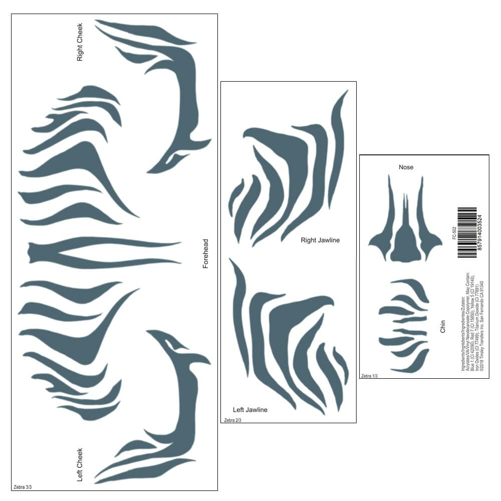 Face - Tribal Zebra - Temporary Tattoo Face - Tribal Zebra - Temporary Tattoo