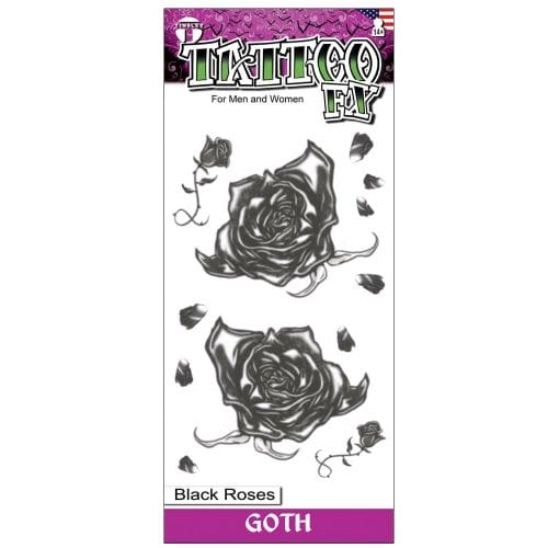 Gothic - Black Roses - Temporary Tattoo