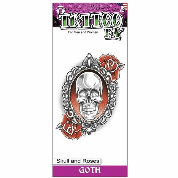 Skull Roses - Temporary Tattoo
