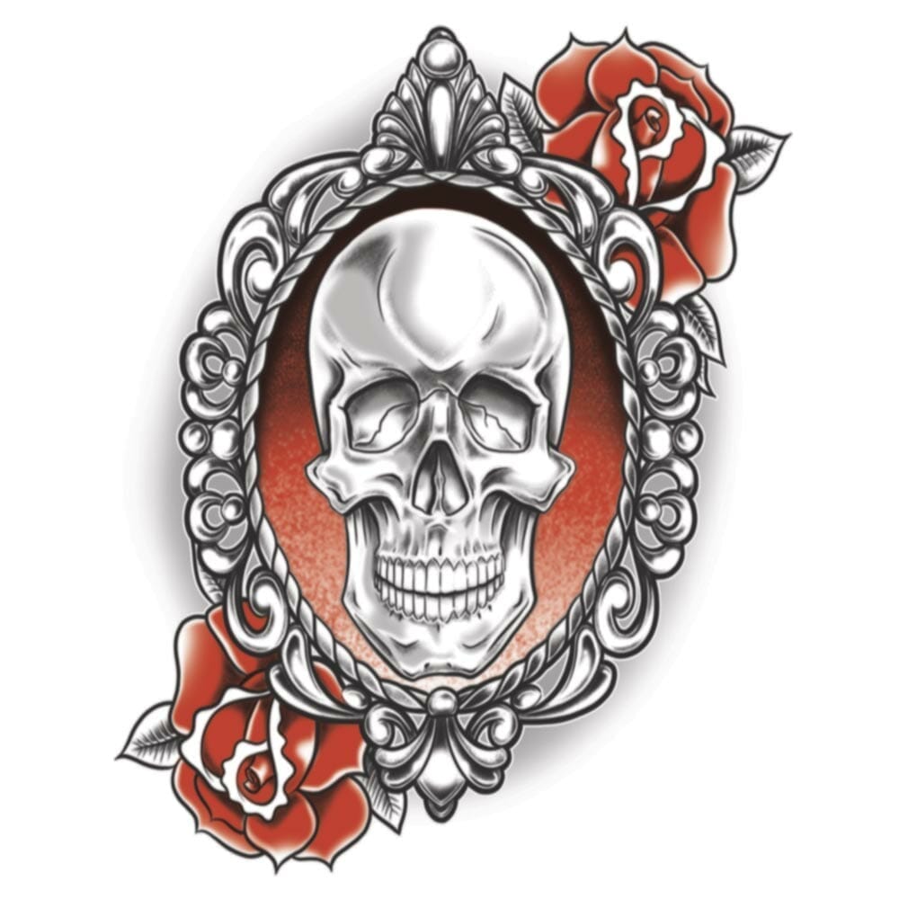 Gothic - Skull & Roses - Temporary Tattoo - Tinsley Transfers