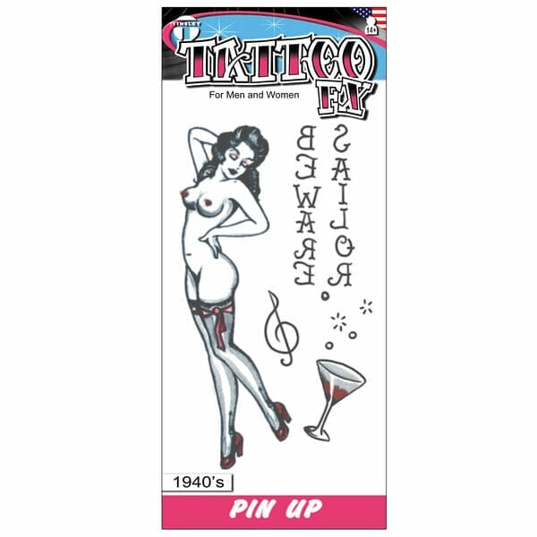 Pin Up - 40's Girl - Temporary Tattoo