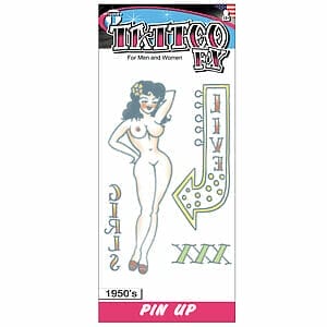 Pin Up - Girlfriend 1950's - Temporary Tattoo