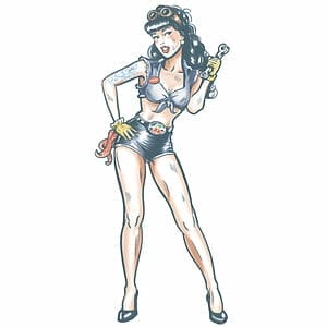 Pin Up - Mechanic Girl - Temporary Tattoo