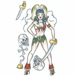 Pin Up – Pirate Girl – Temporary Tattoo