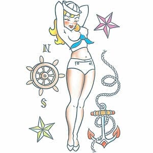 Pin Up - Sailor Girl - Temporary Tattoo