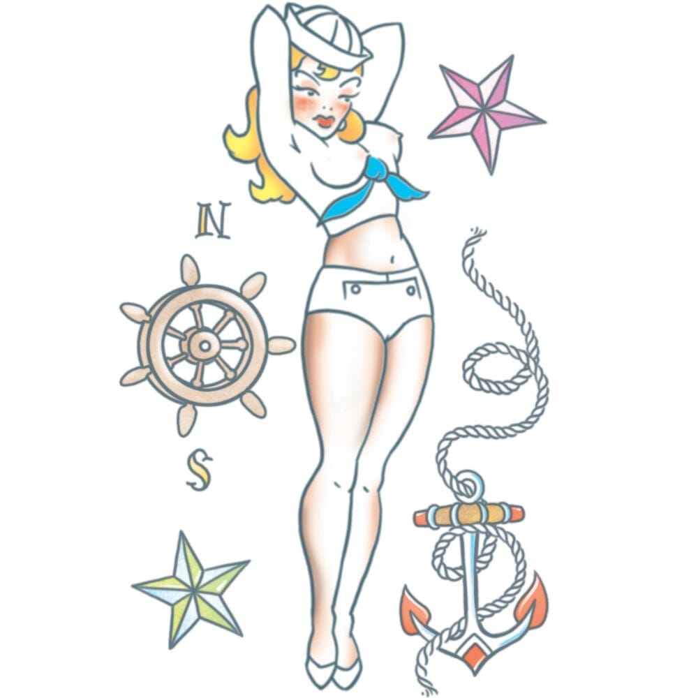 Pin Up - Sailor Girl - Temporary Tattoo