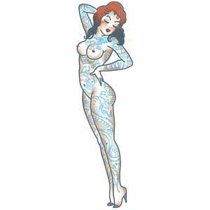 Pin Up - Tattooed Girl - Temporary Tattoo