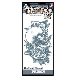 Skull And Rose Temporary Tattoo