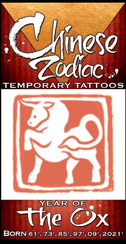 Zodiac Ox - Temporary Tattoo By Tinsley Transfers Zodiac Ox - Temporary Tattoo