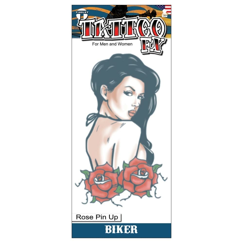 Rose Pin Up - Biker Temporary Tattoo