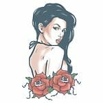 Rose Pin Up - Biker Temporary Tattoo