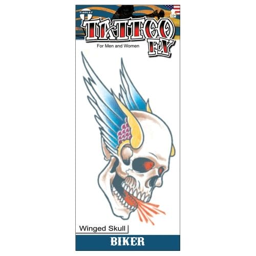 Winged Skull - Biker Temporary Tattoo