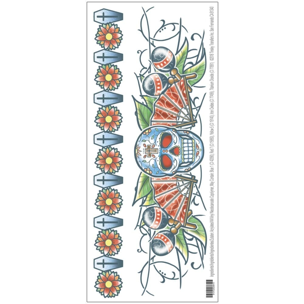 Body Bands - Day of the Dead Sugar Skull - Temporary Tattoos