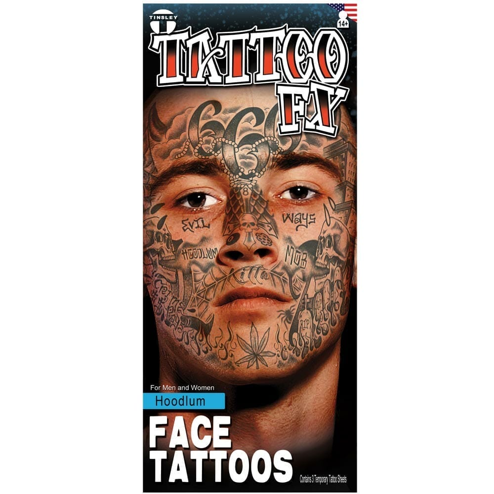 Face - Hoodlum - Temporary Tattoo Face - Hoodlum - Temporary Tattoo