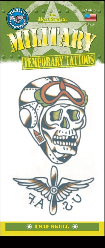 US Air Force Skull - Temporary Tattoo