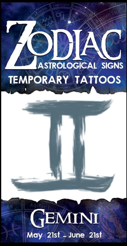 Gemini - Zodiac Temporary Tattoos by Tinsley Transfers