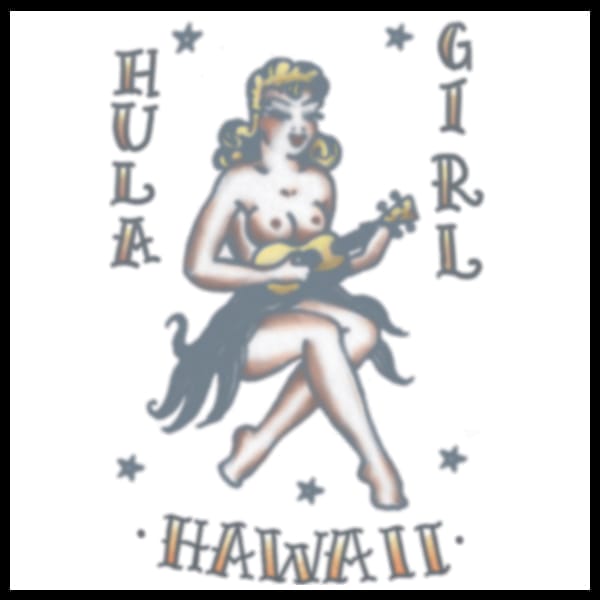 Hula Girl 1950 - Vintage Temporary Tattoo Hula Girl 1950 - Vintage Temporary Tattoo
