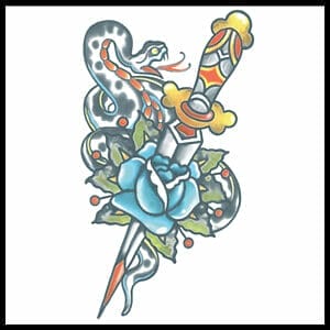 Snake/Dagger 1910 - Vintage Temporary Tattoo