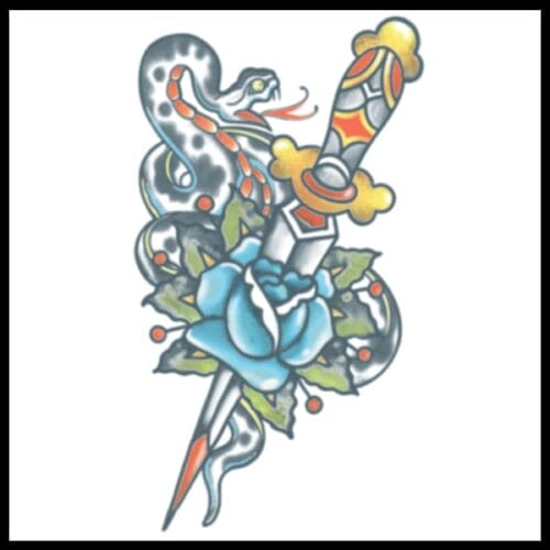 Snake/Dagger 1910 - Vintage Temporary Tattoo