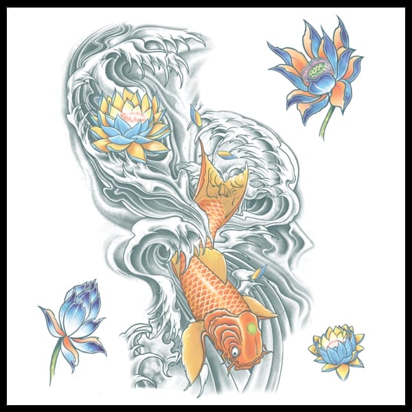 Extra Large Koi - Temporary Tattoo By Tinsley Transfers Extra Large Koi - Temporary Tattoo