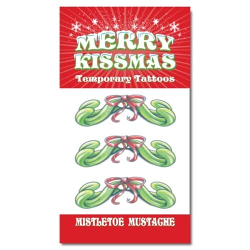 Merry Kissmas Mistletoe Mustache - 3 Tattoos