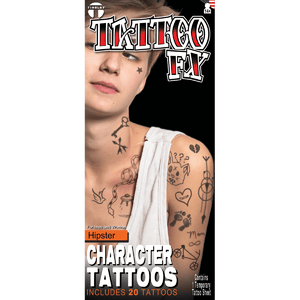 Character - Hipster - Temporary Tattoos