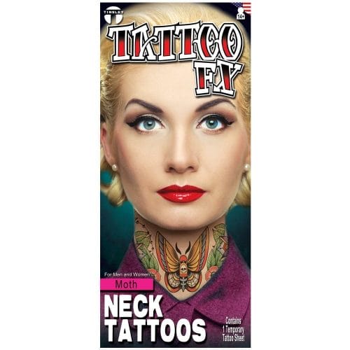 Neck Temporary Tattoo Moth Package