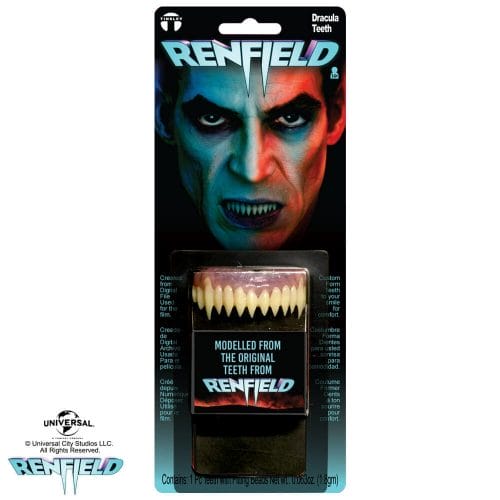 Officially Licensed Universal City Studios Renfield the Movie Dracula Teeth by Tinsley Transfers Packaging