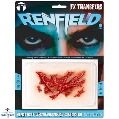 Officially Licensed Universal City Studios Renfield the Movie Dracula Ripped Throat 3D FX Transfers by Tinsley Transfers Package