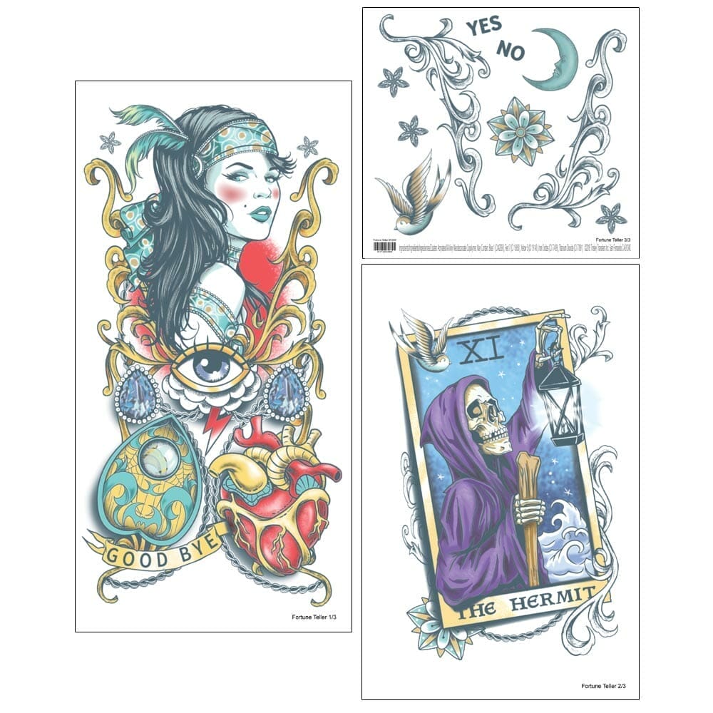Sleeve_Tattoo_FortuneTeller_Tattoo Mystical Fortune Teller Sleeve Arm Temporary Tattoo 3 Piece Set