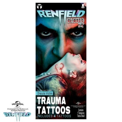 Officially Licensed Universal City Studios Renfield the Movie Trauma Tattoo FX from Tinsley Transfers Dracula Victim Package