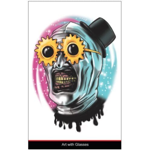 Terrifier Movie - Art the Clown Sunflower Sunglasses Temporary Tattoo