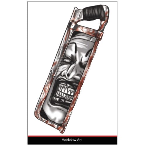 Terrifier Movie - Art the Clown Reflection in Hacksaw Temporary Tattoo