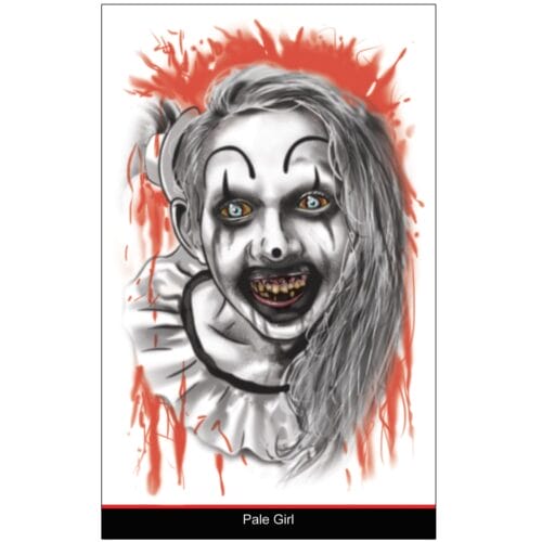 Terrifier Movie - Pale Girl Portrait Temporary Tattoo