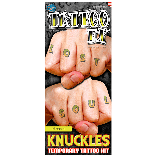 Knuckles Phrases - Temporary Tattoo