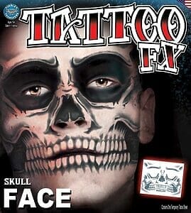 skeleton skull face tattoo