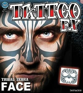 Face TribalZebra TemporaryTattoo