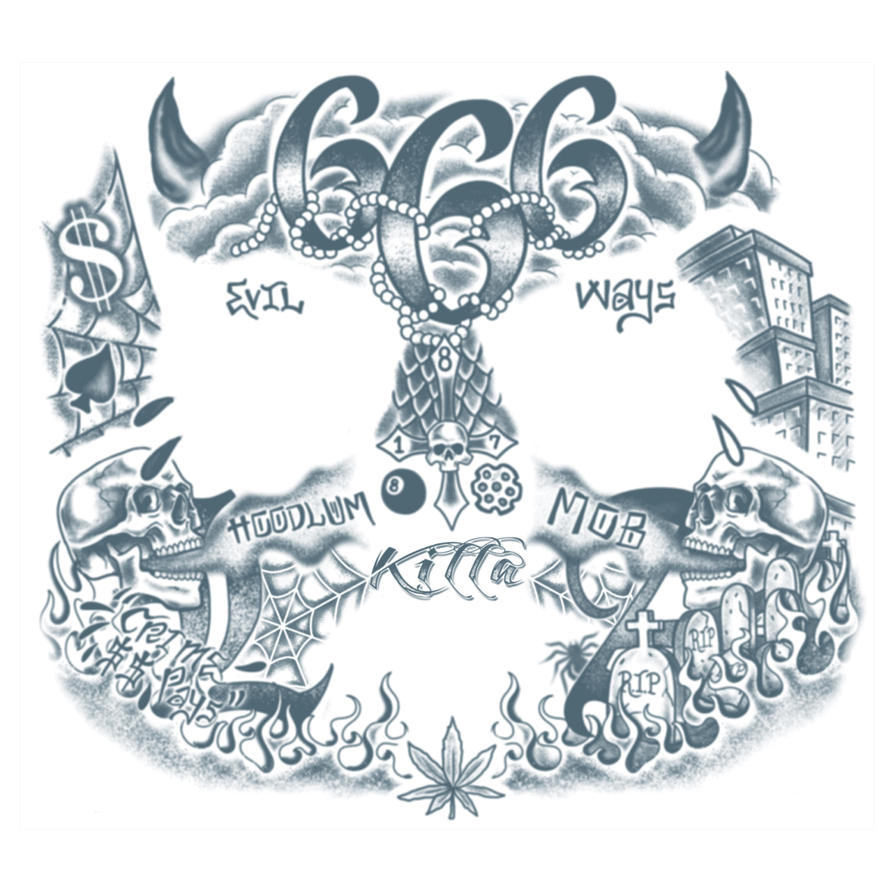 Face - Hoodlum - Temporary Tattoo Face Hoodlum TemporaryTattoo