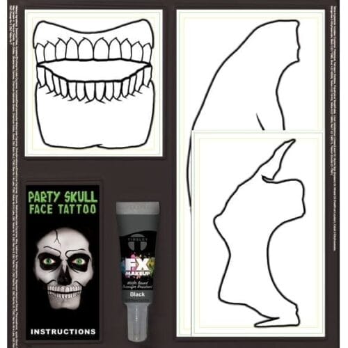 PartySkullFaceTattoo GlowintheDark